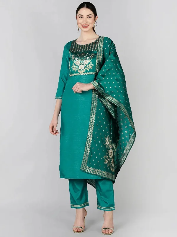 Ahika Poly Silk Yoke Design Kurta Trousers-PKSKD1372_S