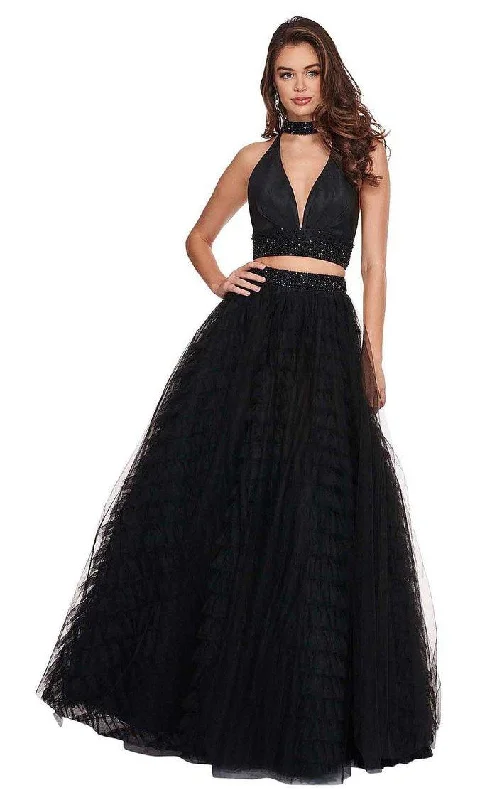 Rachel Allan Prom Long Halter Beaded Ball Gown 6524