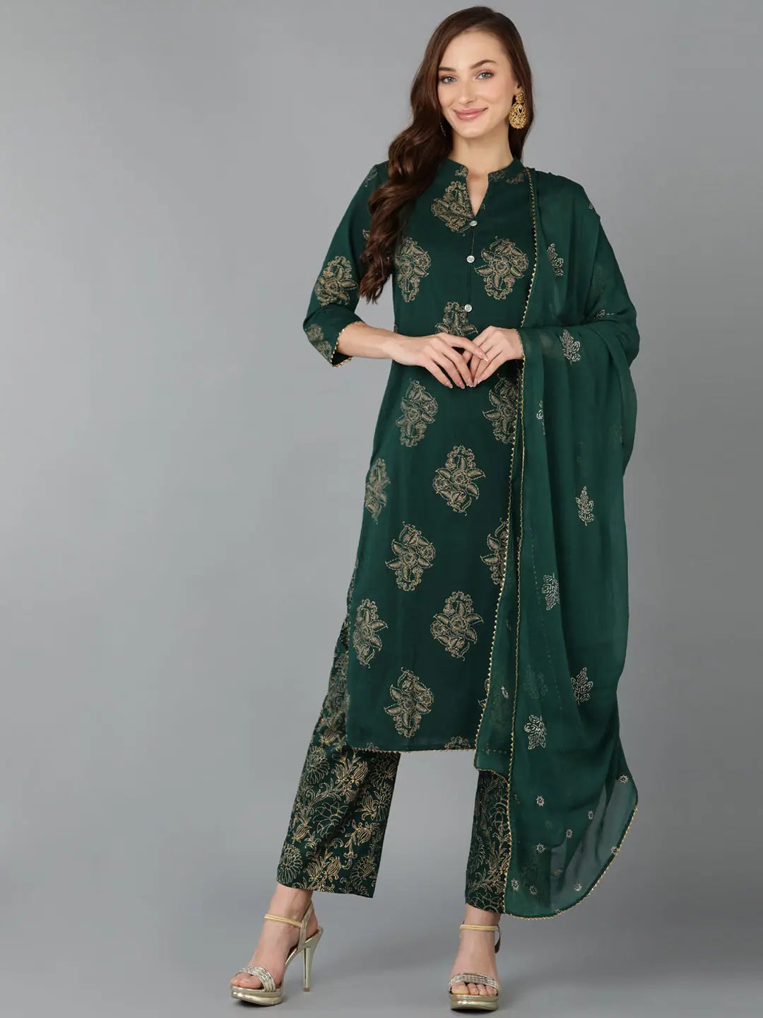 Ahika Women Cotton Printed Floral Kurta Trousers-VKSKD1164A_S