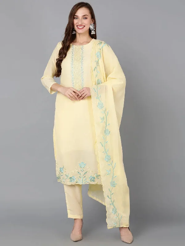 Ahika Women Silk Blend Embroidered Kurta Trouser-PKSKD1494B_XS