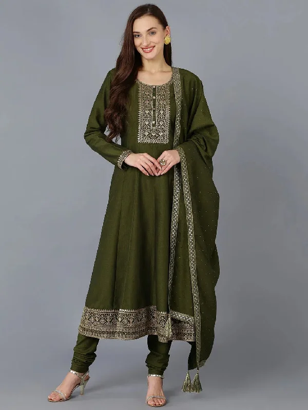 Ahika Women Silk Blend Embroidered Kurta Trouser-PKSKD1757_XS