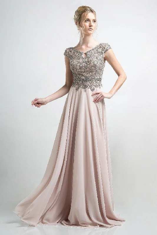 Cinderella Divine CR721 Long Champagne Formal Evening Dress