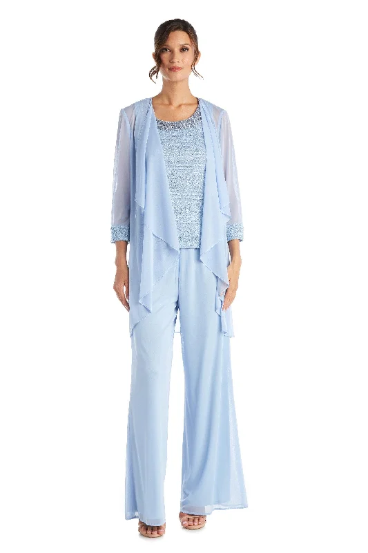 R&M Richards 7008P Petite Beaded Lace Pant Suit