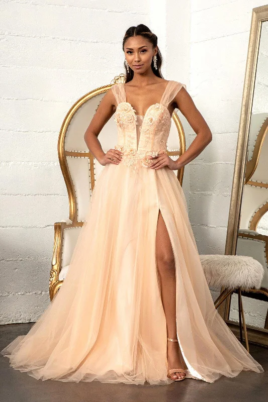 Prom Long Formal Mesh Evening Dress