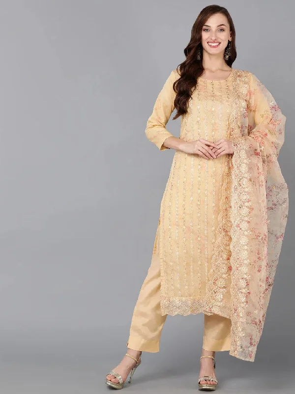 Ahika Women Organza Embroidered Kurta Trousers With-PKSKD1802_XS