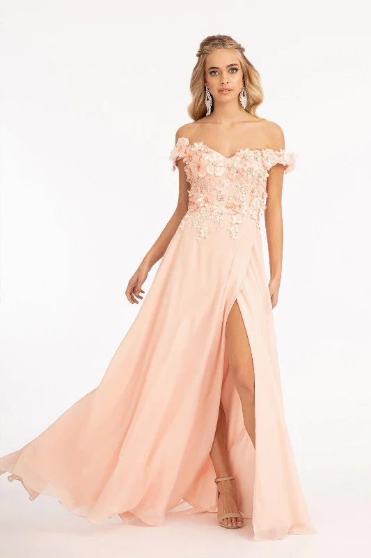 Long Off Shoulder Formal Chiffon Prom Gown Sale