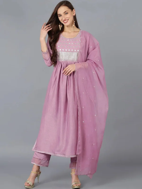 Ahika Women Silk Blend Embroidered Solid Kurta-PKSKD1722_XS