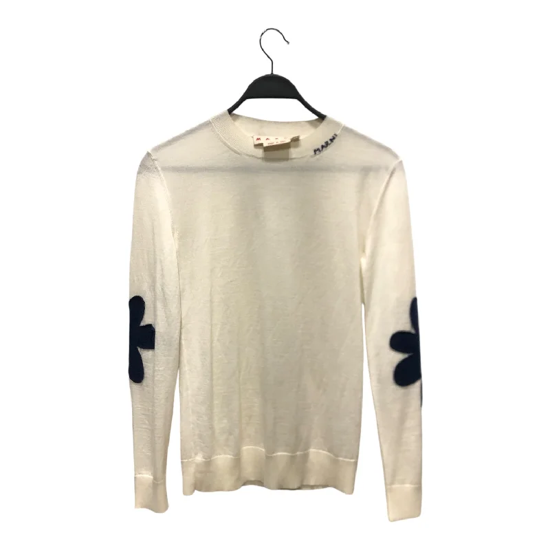 MARNI/Sweater/40/Wool/WHT/floral patches