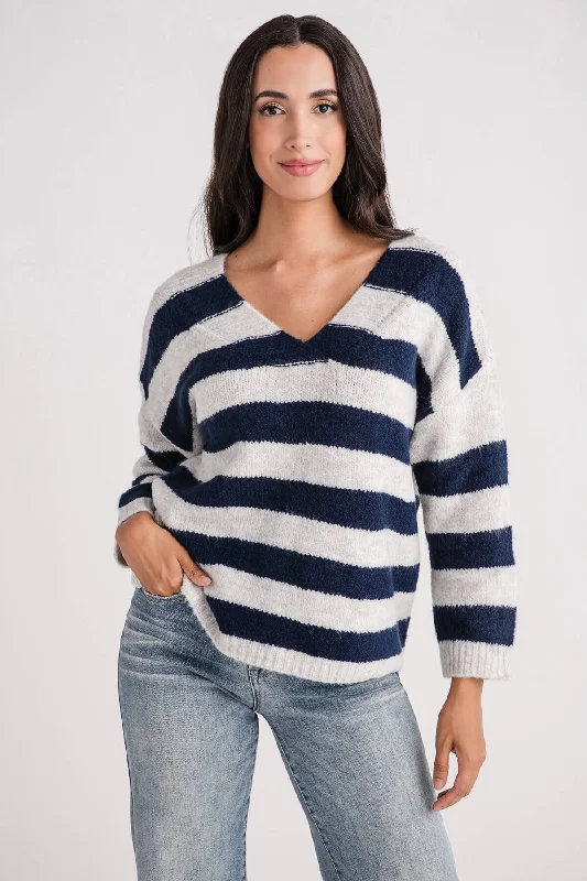 Elan Striped Vneck Sweater