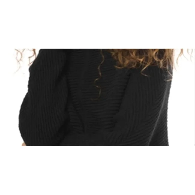 Michael Kors Dolman-Sleeve Ribbed Sweater Black Size Large