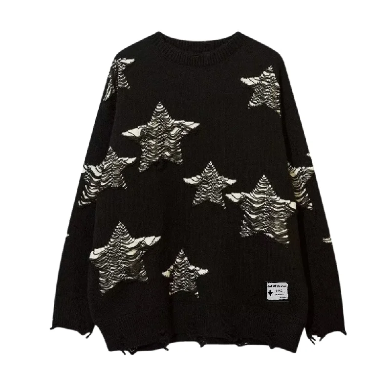 OOC' Casual Hollow Hole Stars Sweater