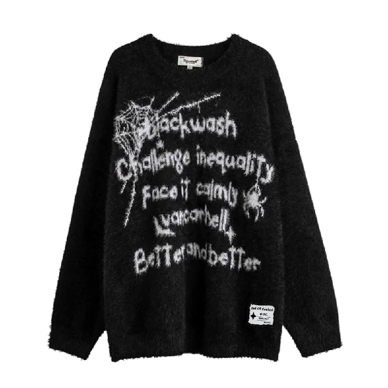 OOC' Casual Spider Lettering Knitted Sweater