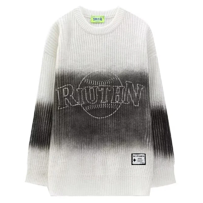 ⚡OOC' Contrast Letter Print Casual Knitted Sweater