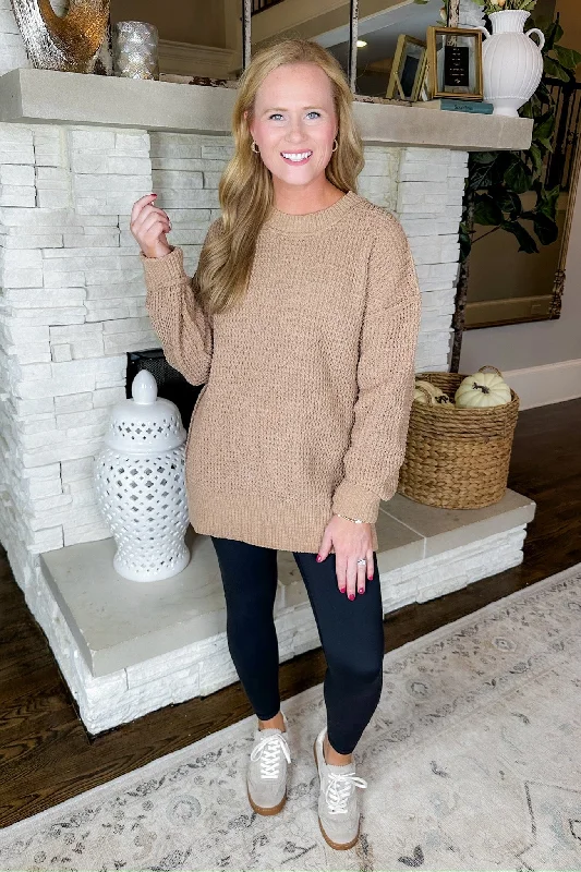 Taupe Chunky Knit Exposed Seam Sweater