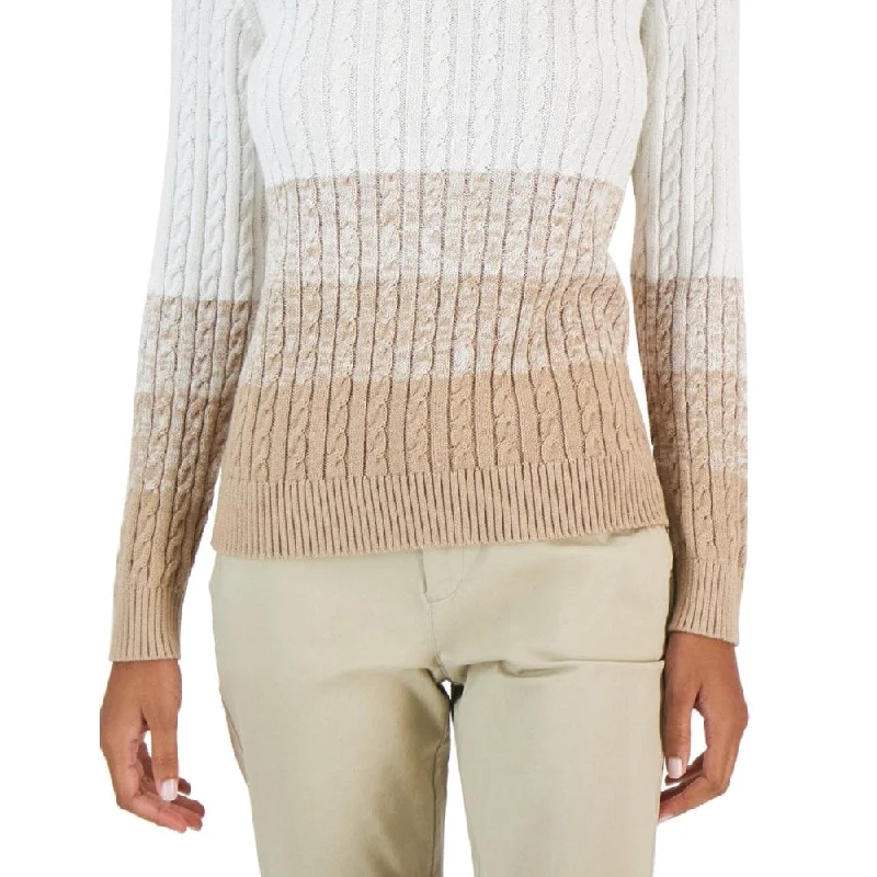 Tommy Hilfiger Women's Cotton Ombre Cable Knit Sweater White Size X-Large