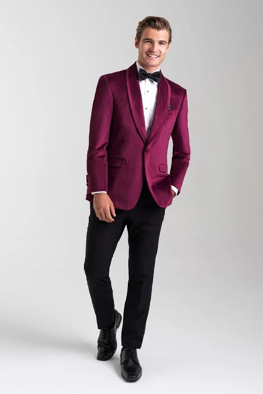 "Venice" Cranberry Velvet Dinner Jacket (Separates)