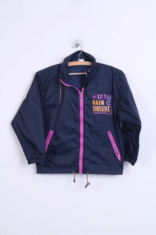 Etirel le style sportif Girls 128 Jacket Navy Hood Nylon Waterproof