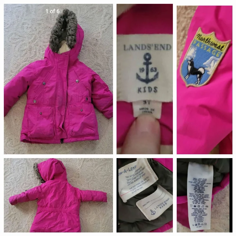 LANDS END PINK DOWN FILLED COAT Pink coat, down filled, great condition 3T