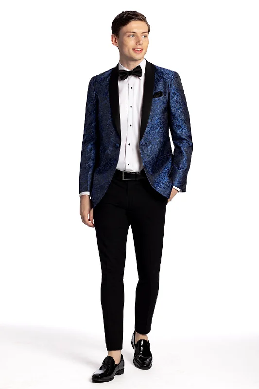 "Aries" Cobalt Paisley Shawl Tuxedo Jacket (Separates)