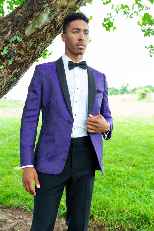 "Aries" Purple Paisley Shawl Tuxedo Jacket (Separates)