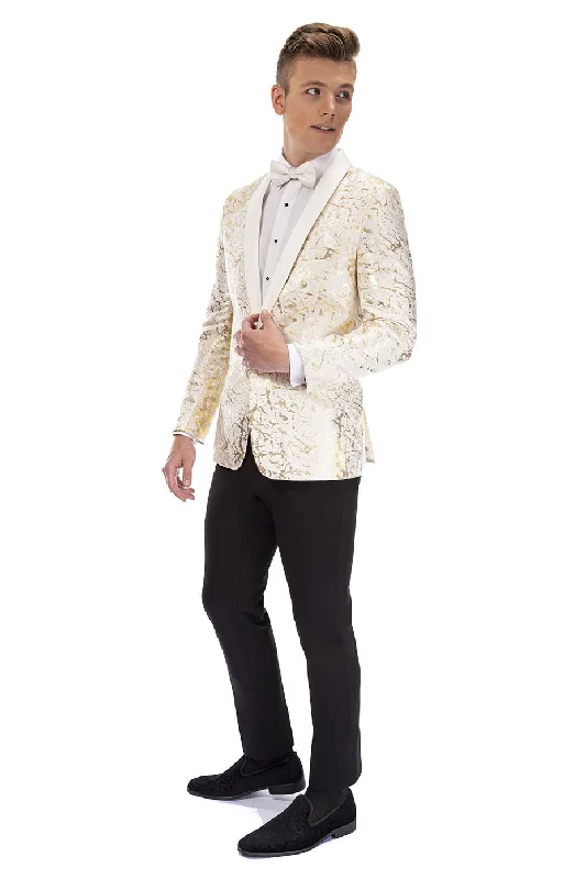 "Camo Lamé" Ivory Shawl Tuxedo Jacket (Separates)