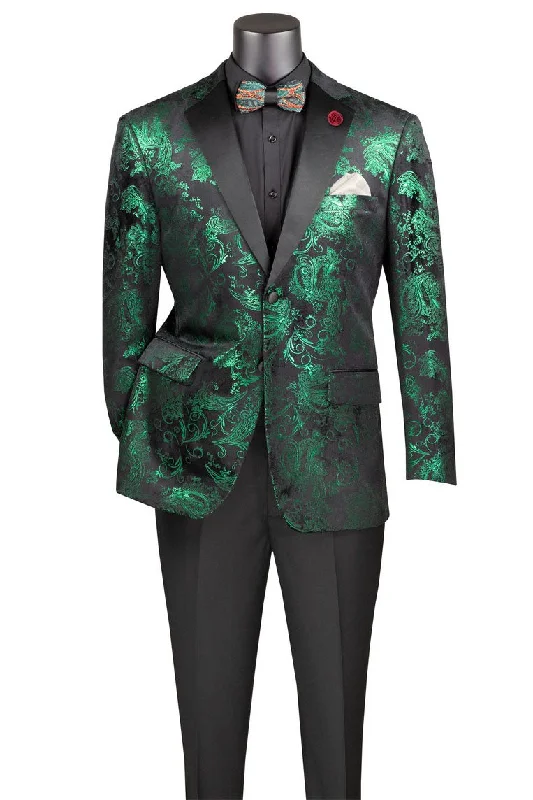 "Posh Paisley Velvet" Emerald Tuxedo Jacket (Separates)