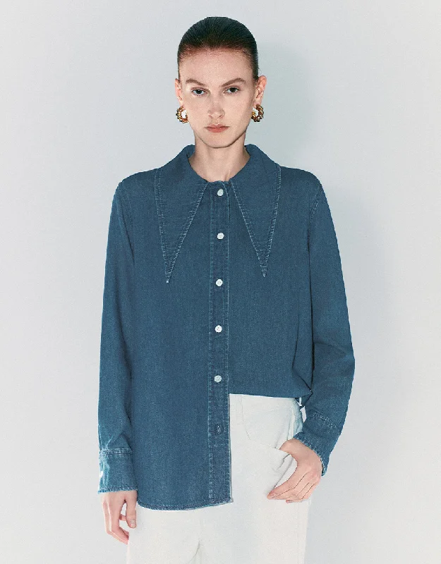 Button Up Straight Denim Shirt