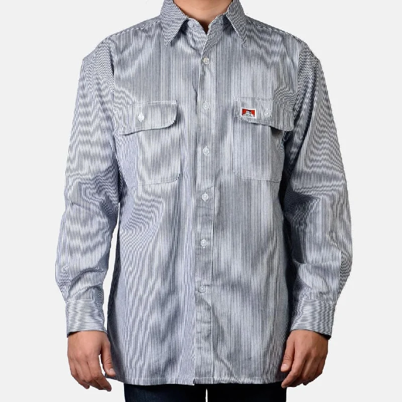 Long Sleeve 100% Cotton Button-Up Shirt: Hickory