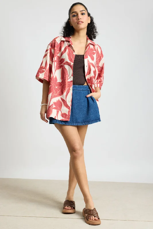 Red Flower Women's Resort Shirt