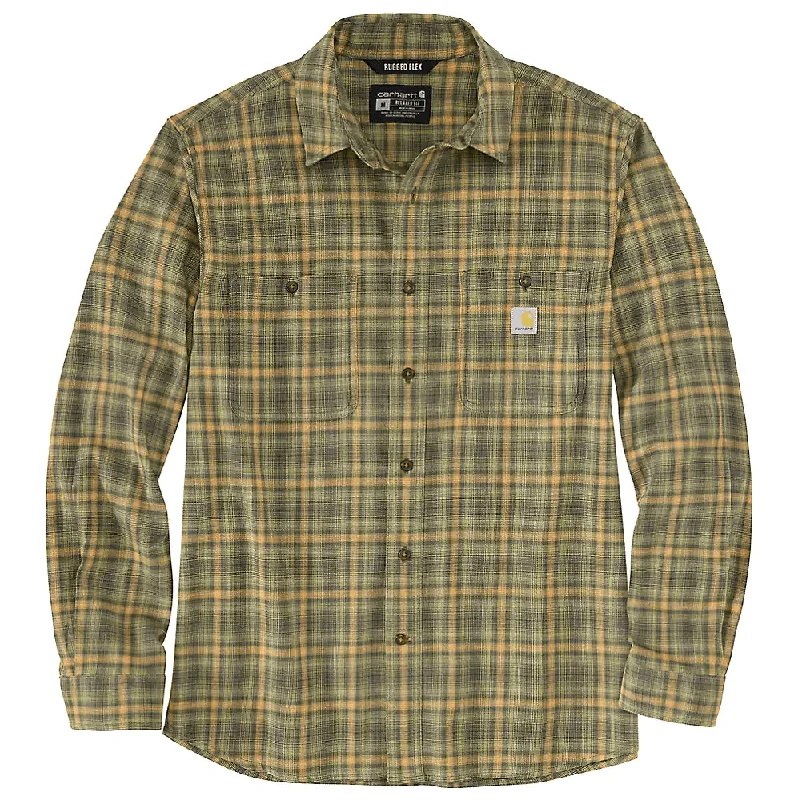 105949 - Rugged flex® relaxed fit lightweight long-sleeve plaid shirt - Chive/Peat