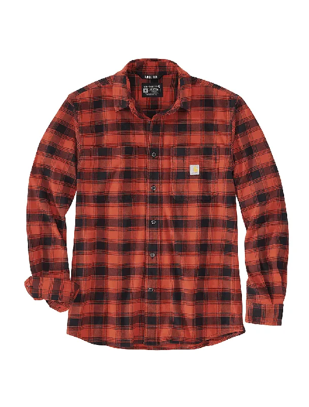 105945 - Rugged flex® relaxed fit midweight flannel long-sleeve plaid shirt - Red Ochre/Black