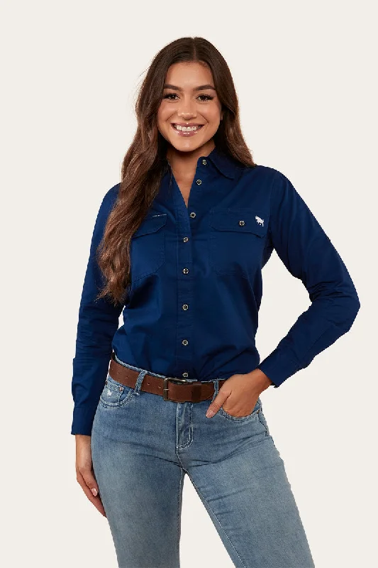 Pentecost River Womens Full Button Work Shirt - Navy