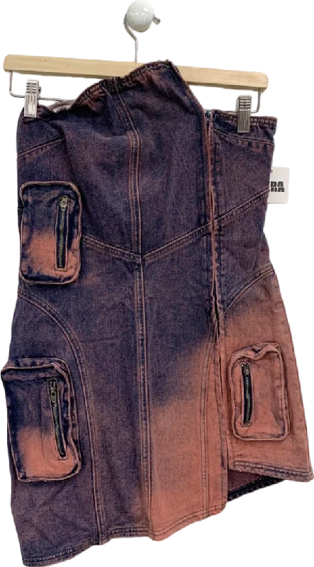 Hera Brown Acid Wash Denim Mini Skirt Kelly Style M