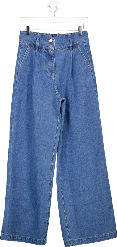 Karen Millen Blue Denim Indigo Wide Leg Trousers UK 10