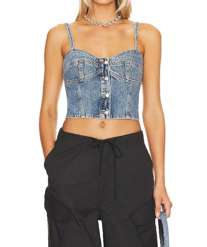 Lola Denim Top In Temor