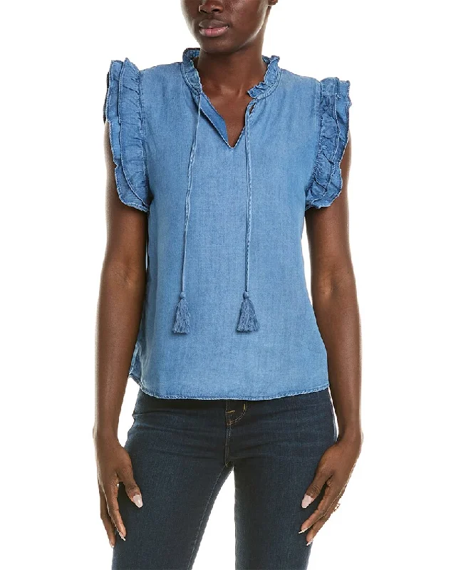 Nanette Nanette Lepore Denim Tie Neck Top