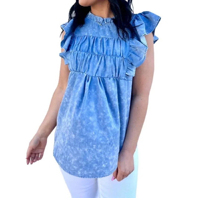 One Hair Out Of Place Blouse In Denim Blue