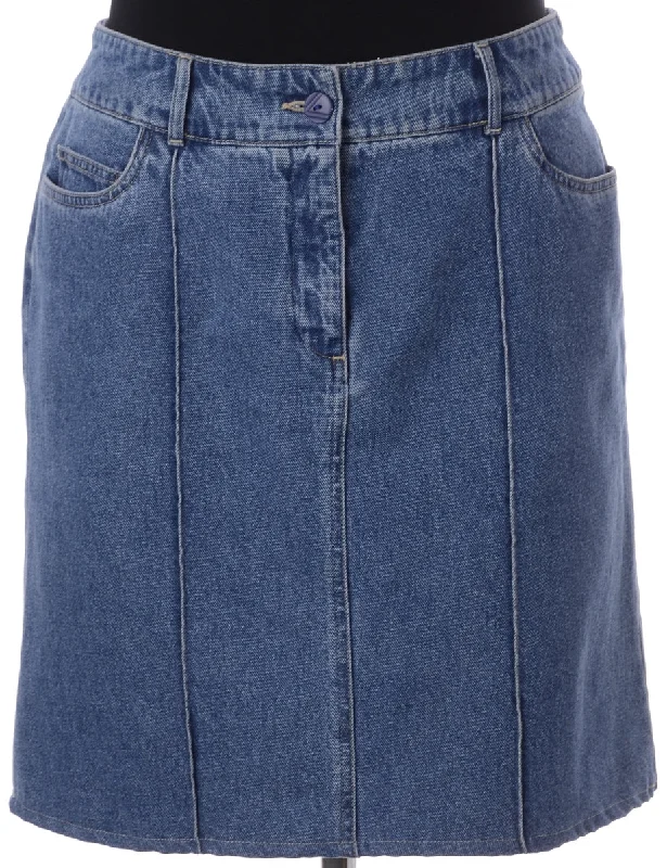 Label Short Denim Skirt