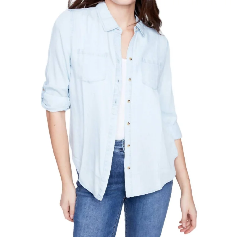 Button Down Blouse In Denim