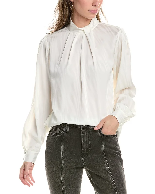 FRAME Denim Knotted Mock Neck Top