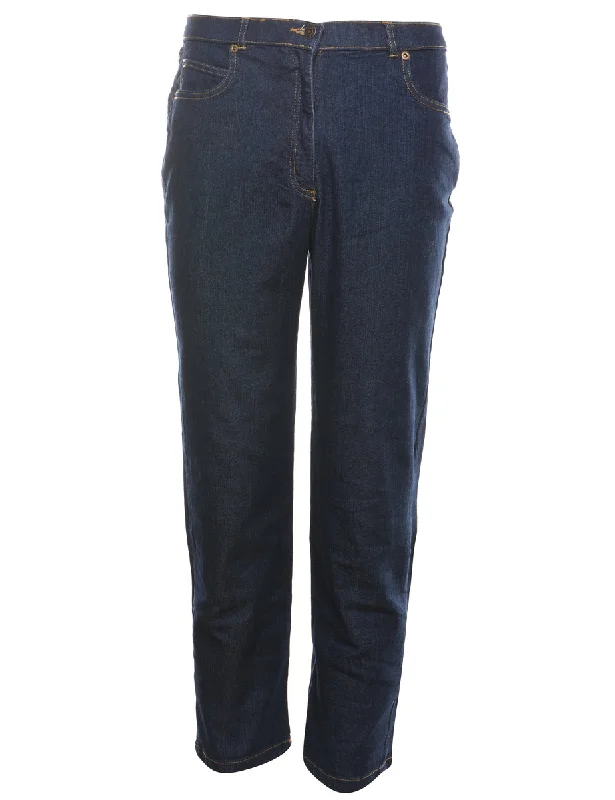 High Waist Dark Wash Denim Trousers - W27 L27