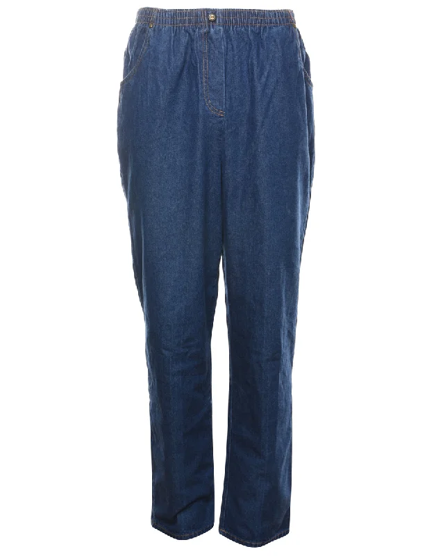 High Waist Dark Wash Denim Trousers - W28 L30