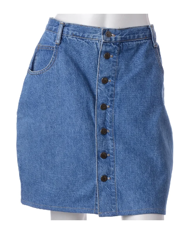 Label Short Denim Skirt