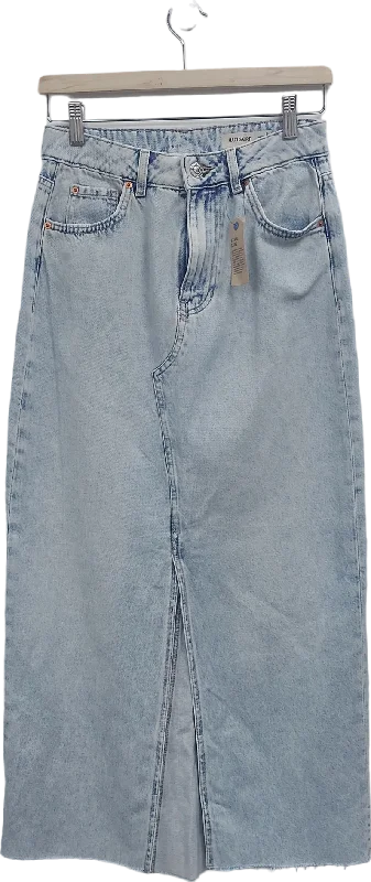 M&S Blue Denim Split Front Maxi Skirt UK 8