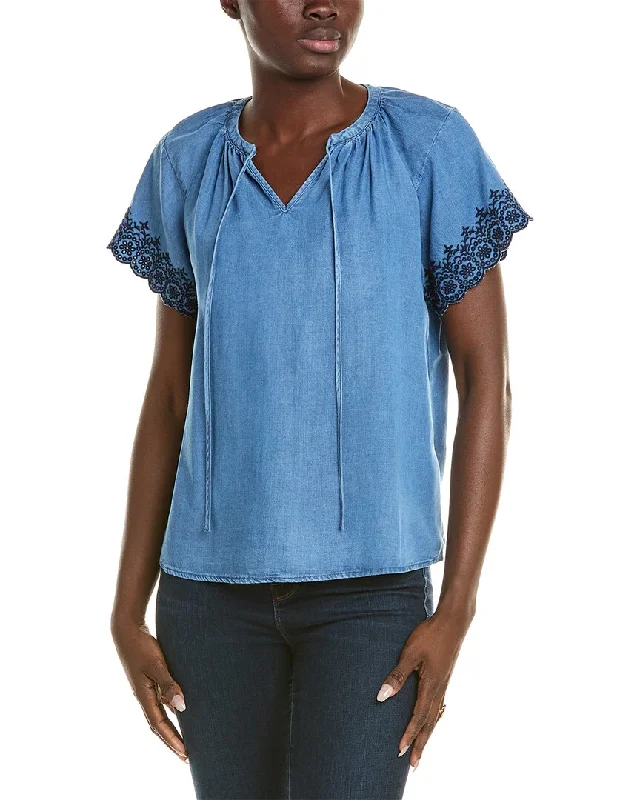 Nanette Nanette Lepore Denim Tie Neck Top