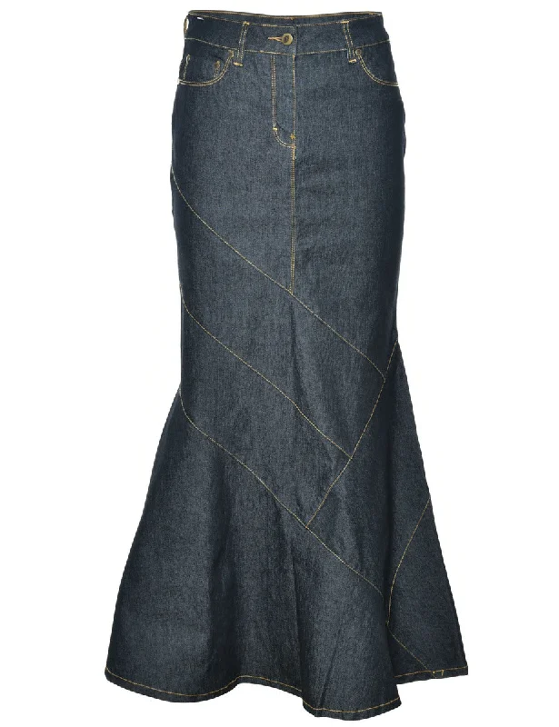 Pencil Shape Fishtail Hem Denim Skirt - M