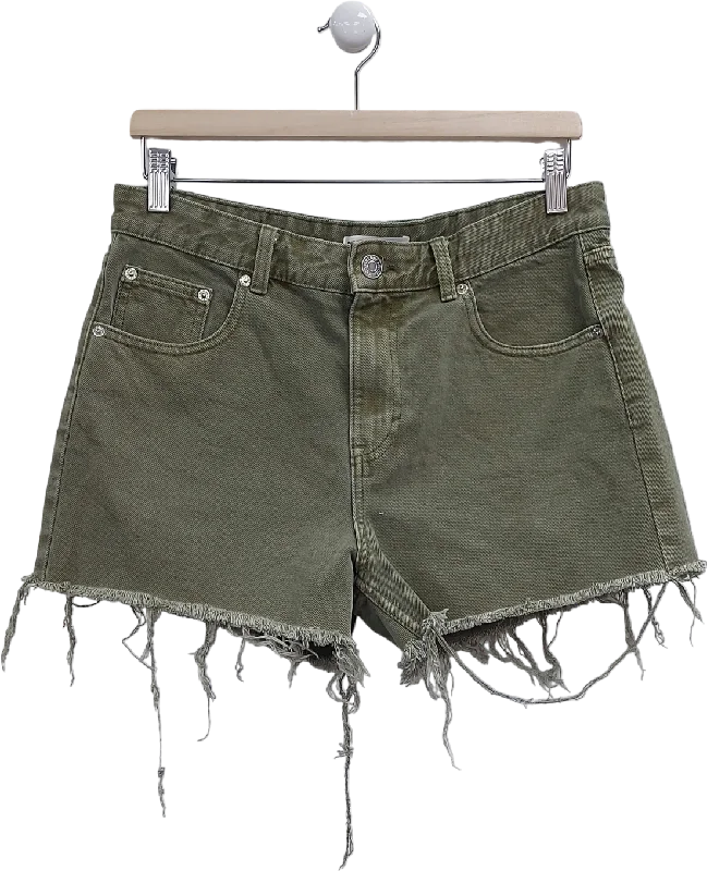 Pull&Bear Green Distressed Hem Denim Shorts UK 10