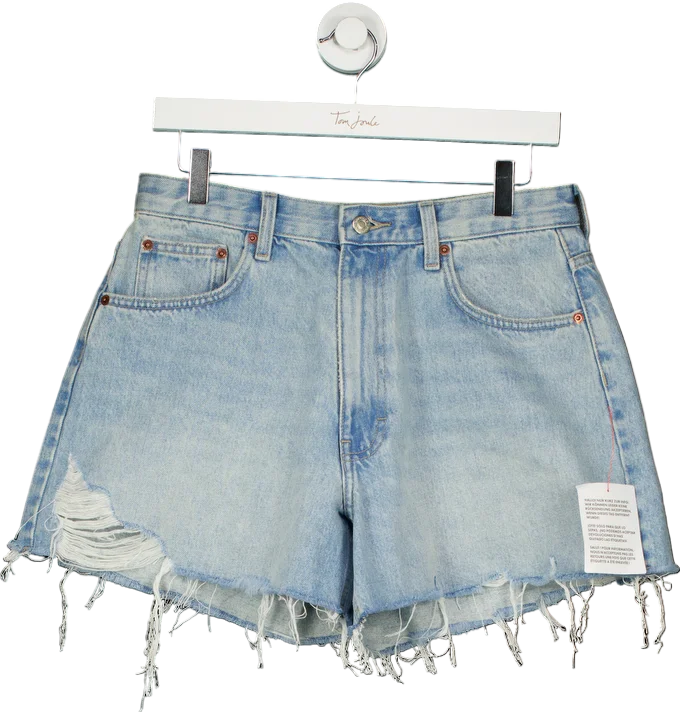 Topshop Light Blue A-Line Denim Shorts UK 12