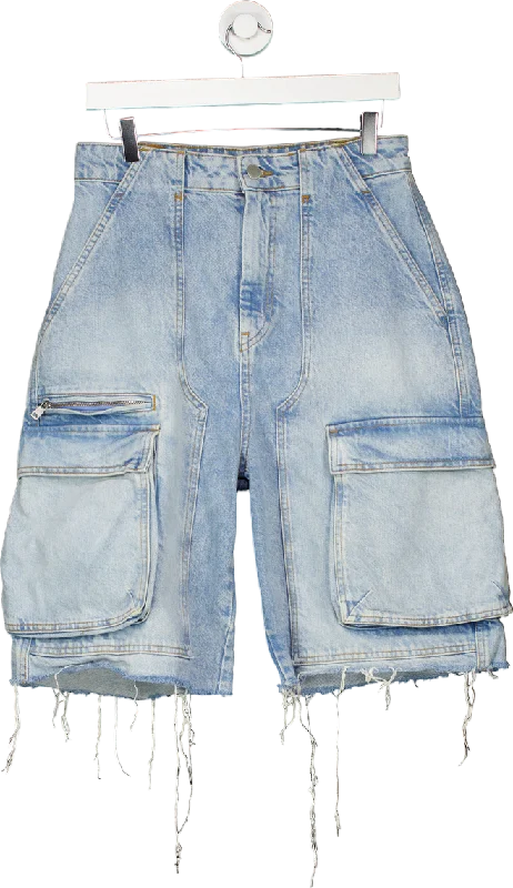 Zara Light Blue Denim Cargo Shorts UK 10