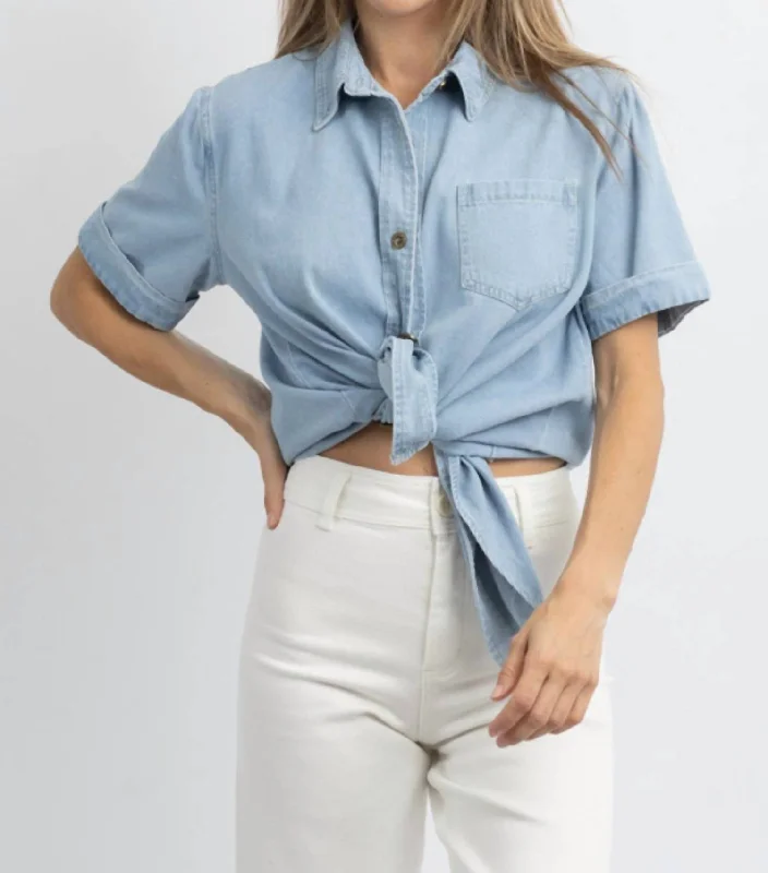 Back Bay Denim Button Top In Blue